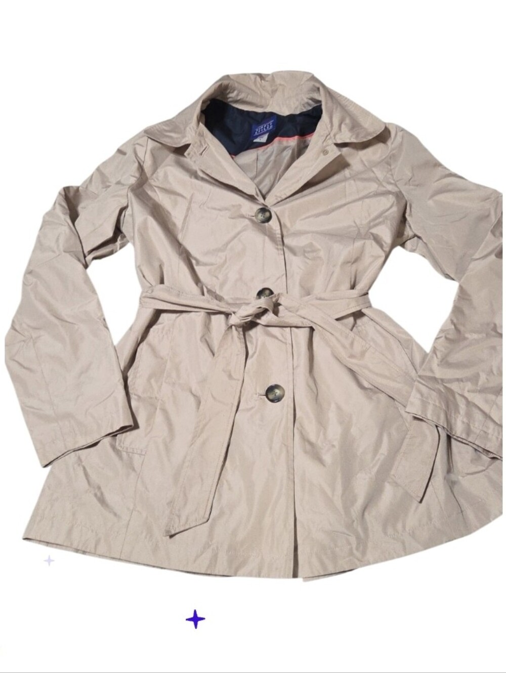 Vtg Sears Med Women's Light Beige Belted Trench Coat